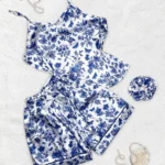 ست سه تیکه تاپ شورتک اسکرانچی ساتن
